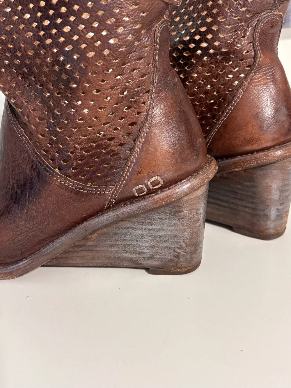 Bed Stu Cobbler Series Ankle Booties Womens Size 8 Brown Leather Wedge Western